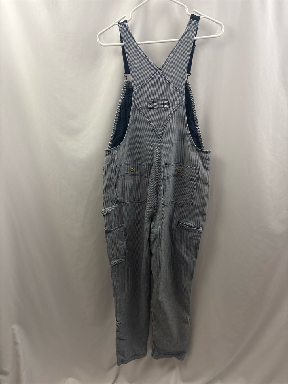 Duluth Trading Women's Hickory Blue White Striped Bib Overalls Sx31 Gardening - Picture 10 of 13